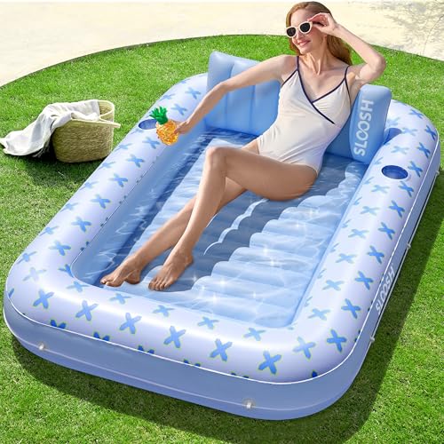 SLOOSH Inflatable Tanning Pool Lounger Float, 70" x 46" Pool Floats ...
