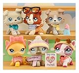 ZBQAPFGYR 6pcs Littlest Pet Cat and Dog Collie and Short Hair cat Cute Rare Figure lps Toy and Accessories