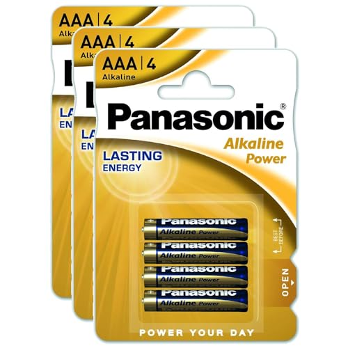 PANASONIC Lot de 3 Blisters de 4 Piles Alcaline Power Bronze LR03 AAA 1.5 V