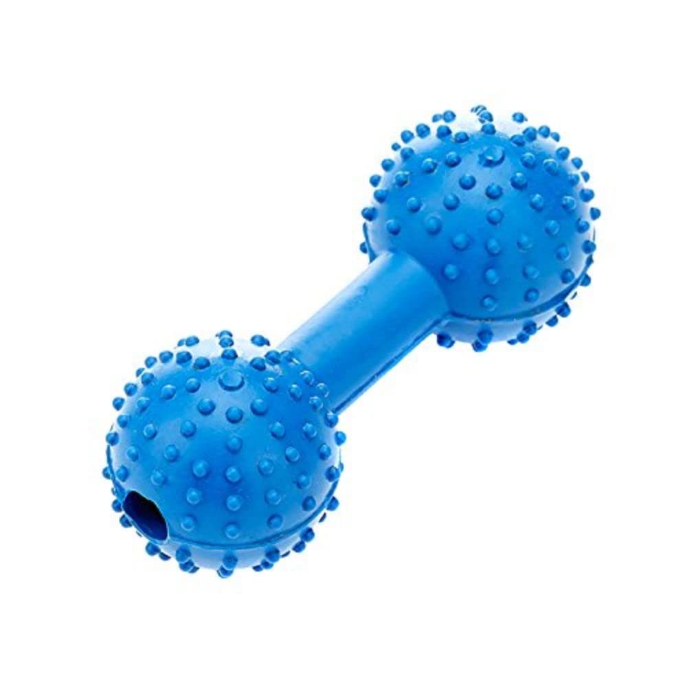 CLASSIC Pet Products Rubber Pimple Dumbbell with Bell, 110 mm, Blue