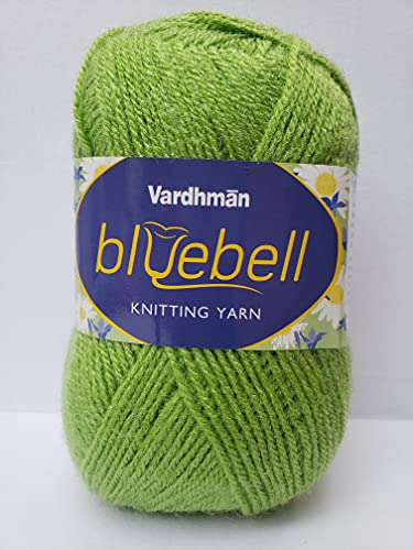 Image of Vardhman Blue Bell DK Weight Supersoft Hand Knitting & Crocheting Yarn (Pack of 1 ball - 100gram) 100% Acrylic, Multi Color Crochet Thread wool, Suitable for Craft, Babywear, Baby Blankets, Sweater, Scarf, Cap, Art & Craft - (Apple Green - Bbell-010)