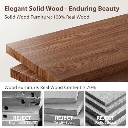 Image of AnywaysWood Luxury 100% Solid Wood Vanity Desk Mid-Century Modern Wooden Makeup Table with Glass Top & Ambient Light, 2-in-1 Vanity and Nightstand with Storage Cabinet for Bedroom (Desk)