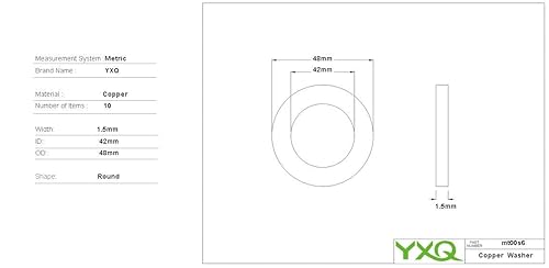Miniatura 15 de YXQ Arandela de trituración de cobre de 0.551x0.787x0.059 in Junta de sello de anillo plano M14 (30 piezas)