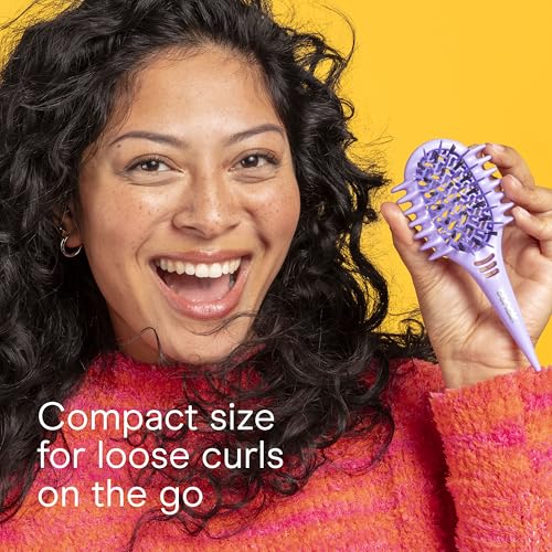 Image of Conair Curly Hair Brush, Mini Detangler for Loose Curls, Dual-Vent Design | Travel-size hairbrushes for women, ideal curl brush for wet /damp hair & on-the-go styling, gentle on loose curls /waves