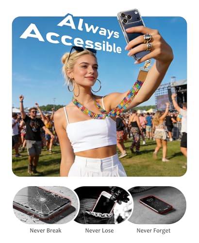 Image of Yonlevres Phone Lanyard Crossbody Strap Wrist Neck Adjustable Women Autism | Cell Phone Lanyard for Travel Cruise Daily, Hands-free, Fit Keys ID Badge, for Full-coverage Phone Case, Accessories, Gifts