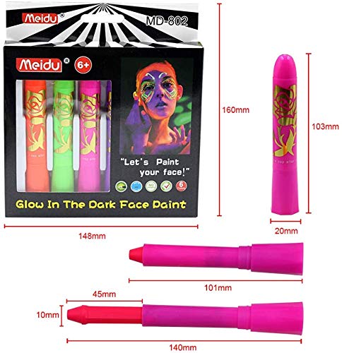 Cleacloud OJY-HUABI Luminous Face Paint Crayons Body Painting Crayons Glow In The Black thumb #4