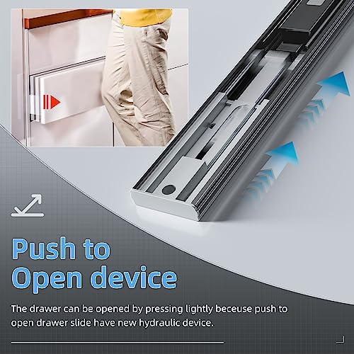 Aolisheng 1 Pair Push To Open Drawer Slides 12 14 16 18 20 22 24 Inch 100 Lb Load Capacity Side Mount Handleless Ball Bearing Full Extension Touch Open Rails Cabinet Metal Runner Dresser Glide Black #TOP6