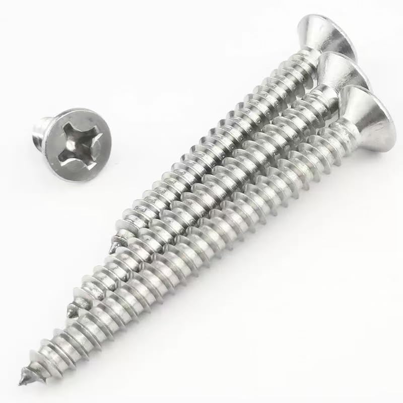 Vis autotaraudeuses tête plate inox M4-M6 cruciforme métal bois plastique assortiment fixation (M6 x 65mm - 50pcs)