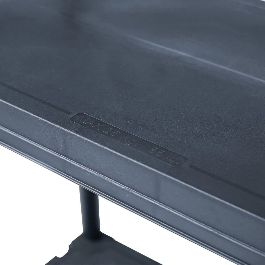 Lagerregale 5 Stk. Schwarz aus Kunststoff, 60 x 30 x 138 cm, 4 Ablagen, 25 kg je Ebene, für Keller, Garage, Werkstatt, Küche und Lagerraum zur Ordnung und Aufbewahrung