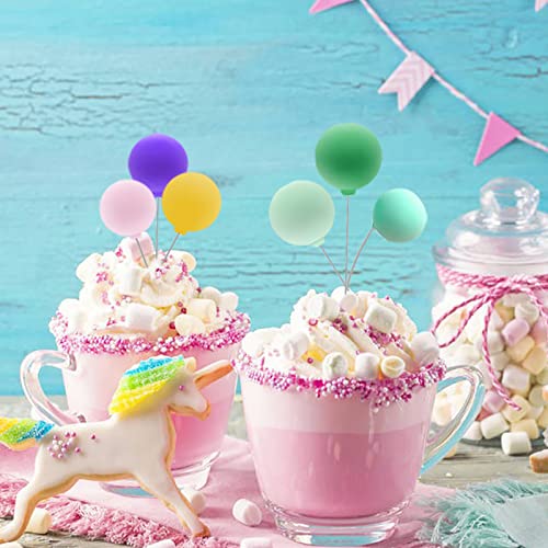 Newmemo 30 Pieces Balloon Cake Topper Mini Colorful Balloon Cake Picks Balloon Cupcake Topper Balloon Cluster Cake Topper Picks Ball Cake & Cupcake Decoration Insert For Dollhouse Baby Shower Party #TOP7