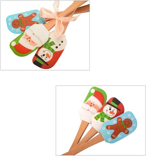Miniatura 2 de Cabilock 2 espátulas de silicona de Navidad con asas de madera, espátula para hornear, mezclar, hornear, pastel, fiesta de Navidad, vacaciones