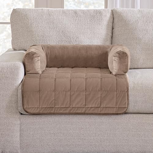 SureFit Pet Otis Quilted 3-Sided Bolster Pet Bed, Waterproof Couch Protector for Dogs & Cats, Plush...