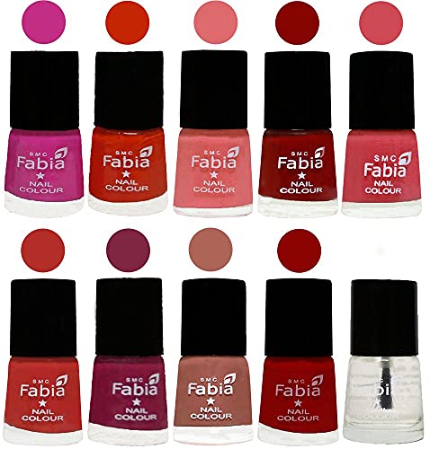 Image of SMC Fabia ALL IN ONE (PACK OF 10), Long Lasting Glossy Nail Polish, 6 ml Each, All Vibrant Colours,02314