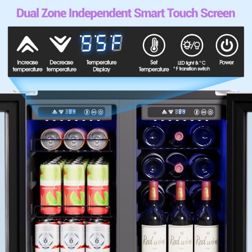 Image of 24 Inch Dual Zone Wine and beverage Refrigerator, Holds 90 Cans & 21Bottles