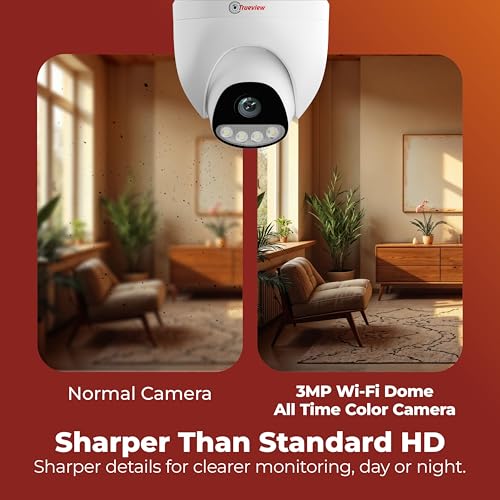 Image of Trueview Smart Security Camera Wi-Fi 3MP CCTV Dome Camera for Home | Shop | Office | Farm | Construction Site | Wireless Camera (T18294S-Trueview 3MP WiFi Dome STQC)