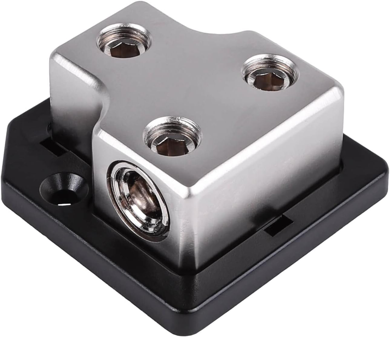 Skar Audio SK-DIST-BLK3 Power Distribution Block - 1/0-4 Gauge Input to Dual 1/0-4 Gauge Outputs, Zinc Alloy for Car Audio