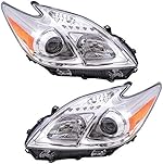 Brock Aftermarket Replacement Driver Left Passenger Right Halogen Combination Headlight Assembly Set Compatible With 2012-2015 Toyota Prius