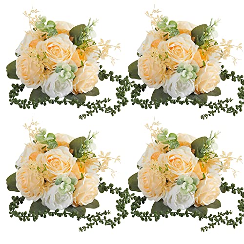 Misspin 4 Pcs Artificial Flower Balls For Wedding Centerpieces Table Decorations Fake Rose Peony Floral Ball Arrangement Bouquet Party Home Decoration #TOP19
