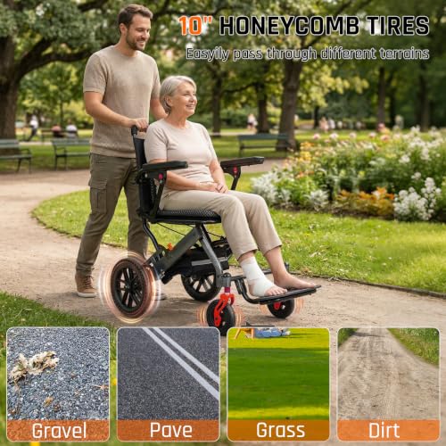 Image of SOFTFISH Wheelchairs for Adults with Foldable Footrest and Armrests, Narrow Transport Wheelchair Lightweight Foldable for Tight Spaces, 10 inch PU Wheel Chair for Travel Outing
