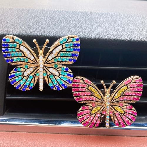 Image of ZOSTLAND Rhinestone Car Decorative Clip,Car Air Fresheners,Metal Vent Clip,Bling Auto Air Vent,Personalized Automotive Interior Decoration Accessories,Auto Decor Gift for Women,Men(2pcs Butterfly)