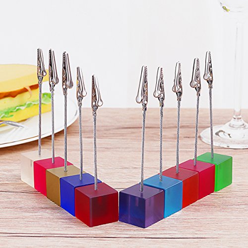Vorcool 10Pcs Cube Base Memo Photo Holder Mother's Day Card Paper Note Clip (Random Color) #TOP3