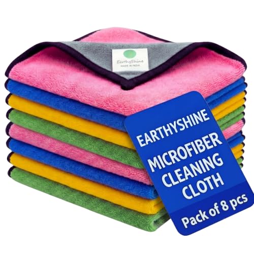 Image of Microfiber Cloths for Home Cleaning - Thick, Reusable & Lint-Free | for Kitchen, Dusting, Glass, Furniture & Other Surfaces (600 GSM, 40X40cm Pack of 8)