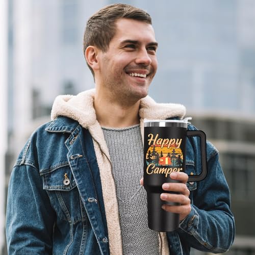 Noetuxi 40 oz Camping Coffee Mug Cup Vacuum Insulated Travel Tumbler with Handle Lid and Straw,Rv Camping Essentials Accessories - Image 5