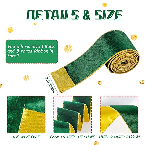 Dark Green Wired Velvet Ribbon For Gift Wrapping, Chrisrtmas Tree (2-1/2 Inch, 5 Yards) #TOP1