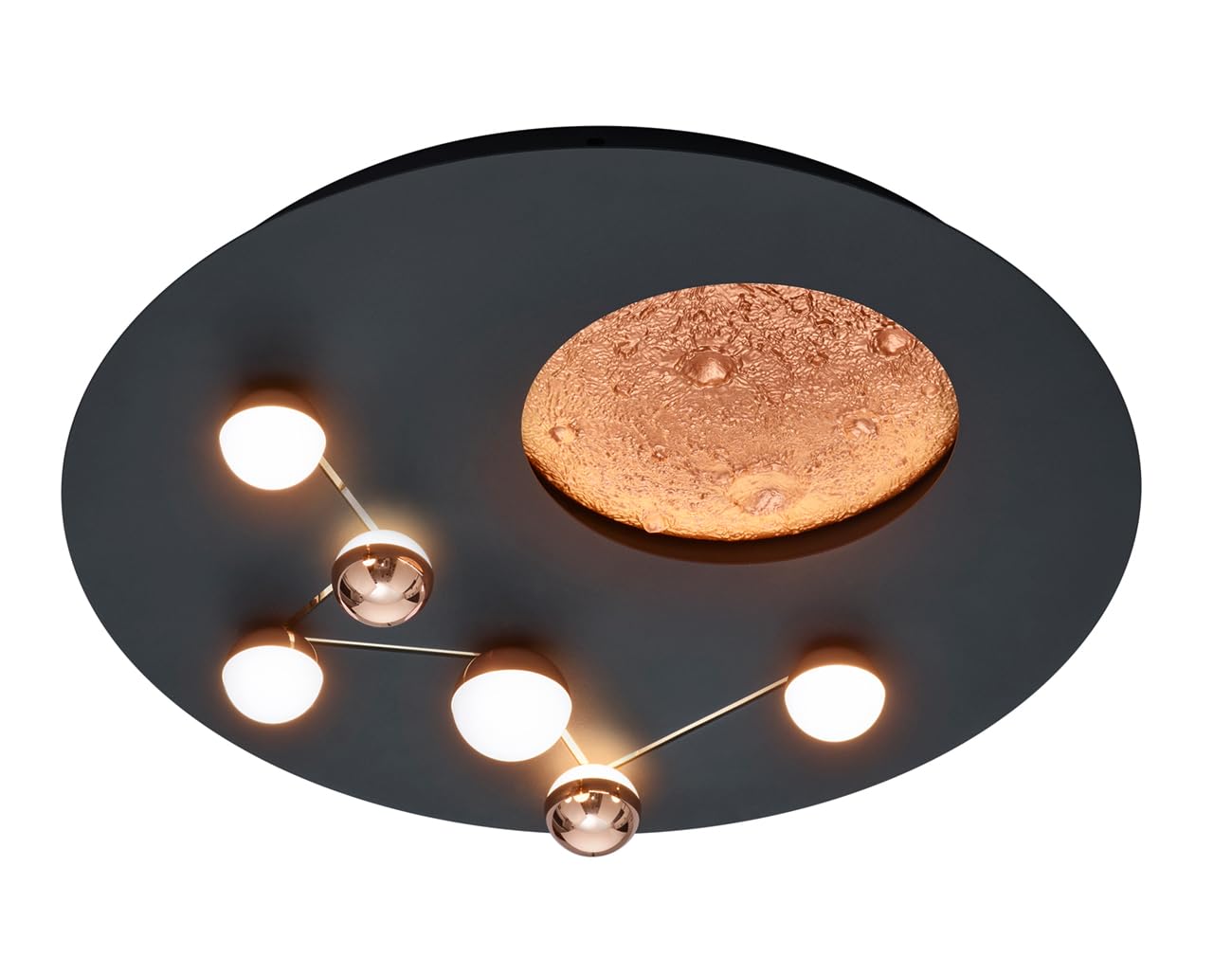 Trio Plafonnier LED Zodiac 644810132, Métal Noir mat, avec LED 42 Watt, Switch Dimmer