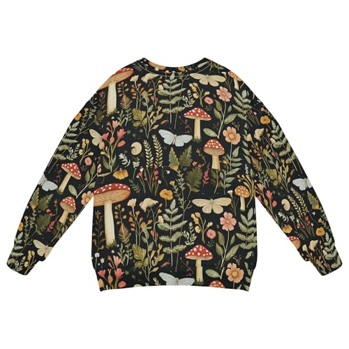 JUNZAN Mushroom Botanical Dragonflies Butterflies Little Boys Sweatshirts Hoodies Fleece Kids Pullover Hoodie Camping 4T2