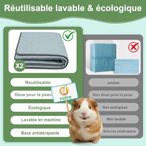 Tapis anti-urine cochon d'inde réutilisable absorbant cage 2pcs - 5