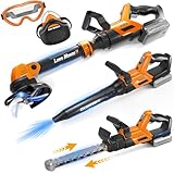 3-IN-1 Kids Garden Tools with Lights and Sounds, Weed Wacker Toy, Leaf Blower Toy, and Hedge Trimmer, Yard Tools Outdoor toys for Boys Pretend Role Play, Christmas Birthday Gifts for Kids 3,4,5,6,7,8+