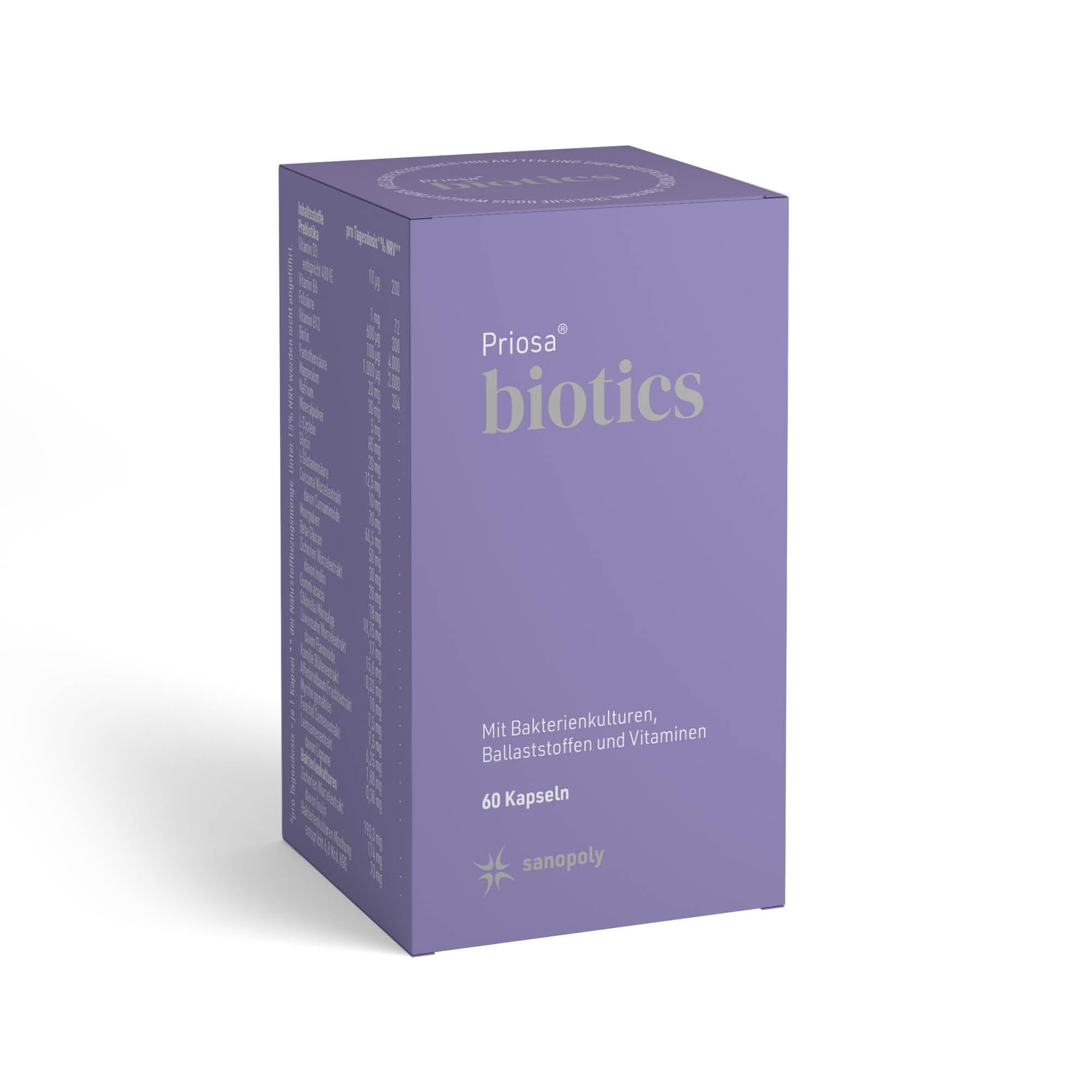 Priosa biotics 60 Kapseln I Mit Bakterienkulturen, Ballaststoffen und Vitaminen I Inulin aus Zichorie I 16 Bakterienstämme I Glutenfrei