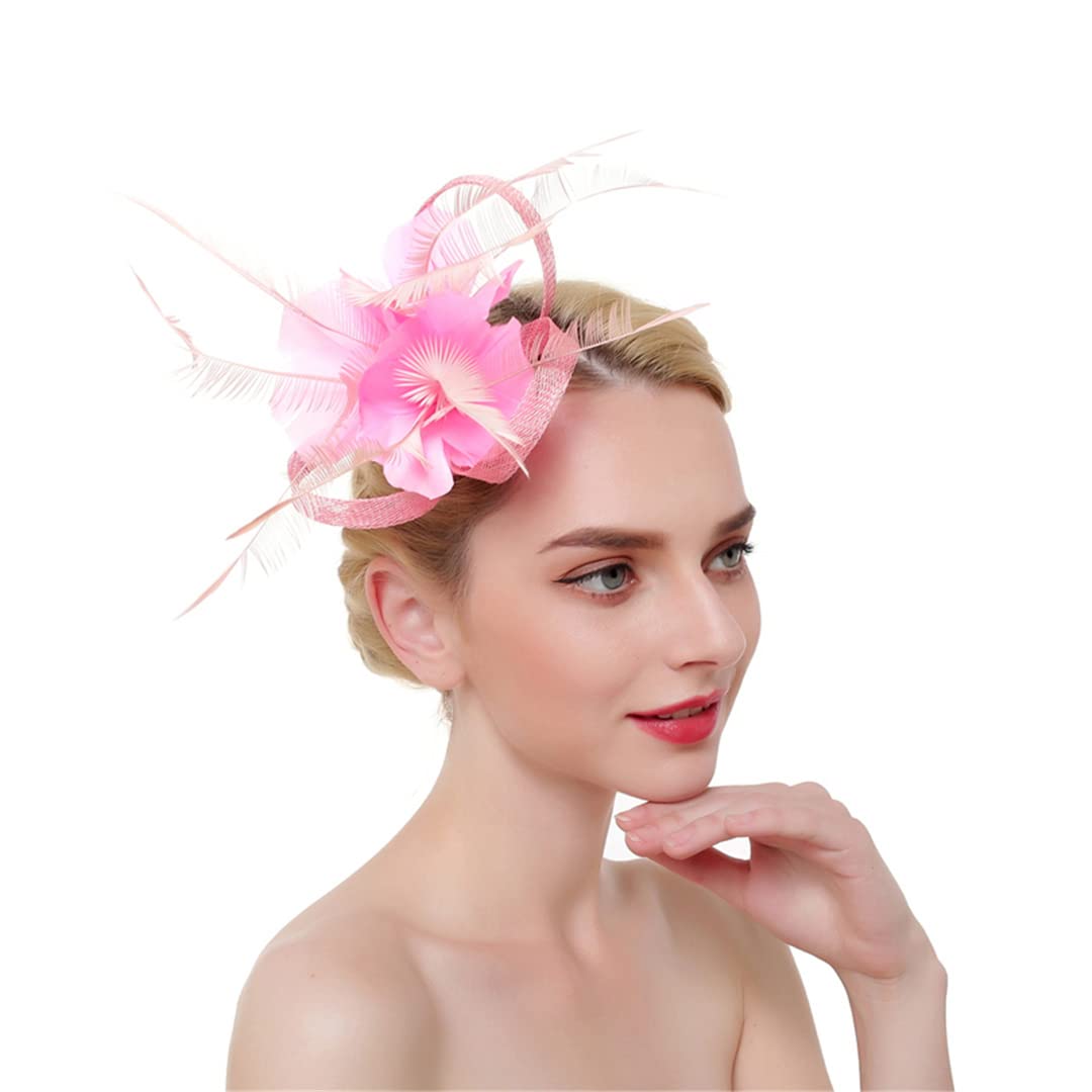 YTBHSHXZ， Fermagli for capelli da donna con piume, for feste e matrimoni, con fermagli for capelli a forma di fiore.