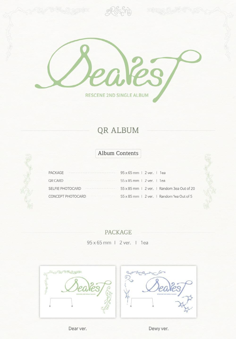 Rescene - 2nd Single Album Dearest QR version (Random ver.) + Extra photocards