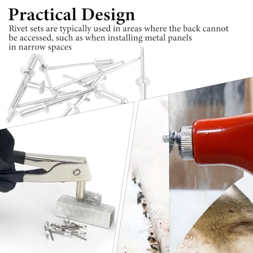285 Stück Aluminium-Blindnieten Set, M3 M4 M5 Popnieten Set, Alu Blindnieten Sortiment, Pop-Nieten mit offenem Ende, Pop Nieten für Metall Holz Kunststoff(Silber) (M3/M4/M5)