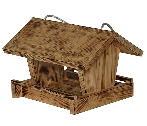 Dehner Natura Premium Wildvogel Futterhaus Linn, Futterstation für Wildvögel, Vogelhaus robust/hängend, inkl. Kordel zum Aufhängen, ca. 27 x 18 x 20.5 cm, aus FSC-zertifiziertem Kiefernholz, natur