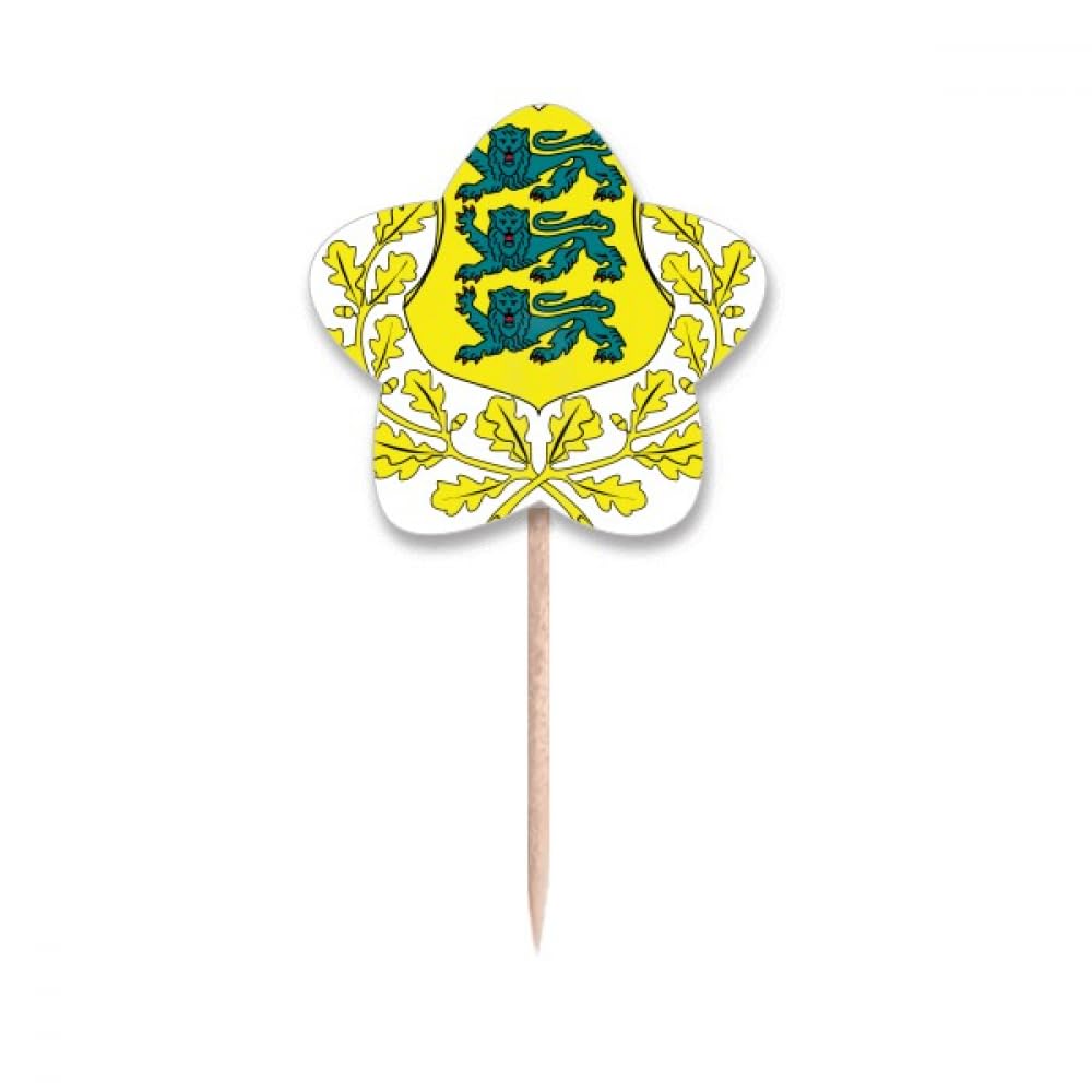 Piques à cupcakes emblème national de l'Estonie flags et étoiles en bois pour apéritif