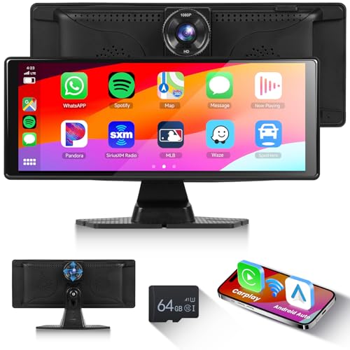 Dashcam voiture et écran tactile 10.26 pouces avec Carplay sans fil et Mirrorlink