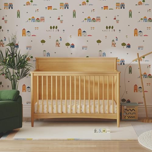 Image of Davinci Frem 4-in-1 Convertible Crib in Honey, GREENGUARD Gold Certified