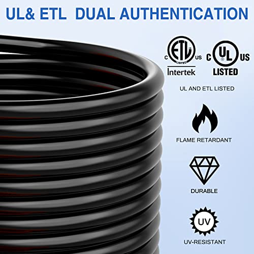 Image of Nilight 30 Amp 100FT RV Extension Cord 125V Heavy Duty 10 Gauge Pure Copper STW Wire UL ETL Listed 3 Prong TT-30P TT-30R 30F /30M Weatherproof Suit for Camper Caravan Trailer