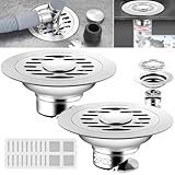 2 Piezas Coladera Anti Olores, 120mm Redondo Coladera Regadera Baño de Acero Inoxidable, con Pegatinas para el Filtro de...