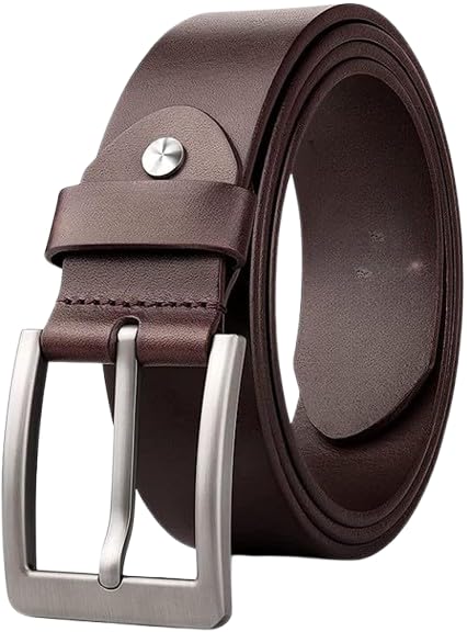 Image of Men's Automatic Buckle Leather Belt with Adjustable Ratchet System, Premium Formal and Casual Waist Belt for Jeans, Trousers and Office Wear