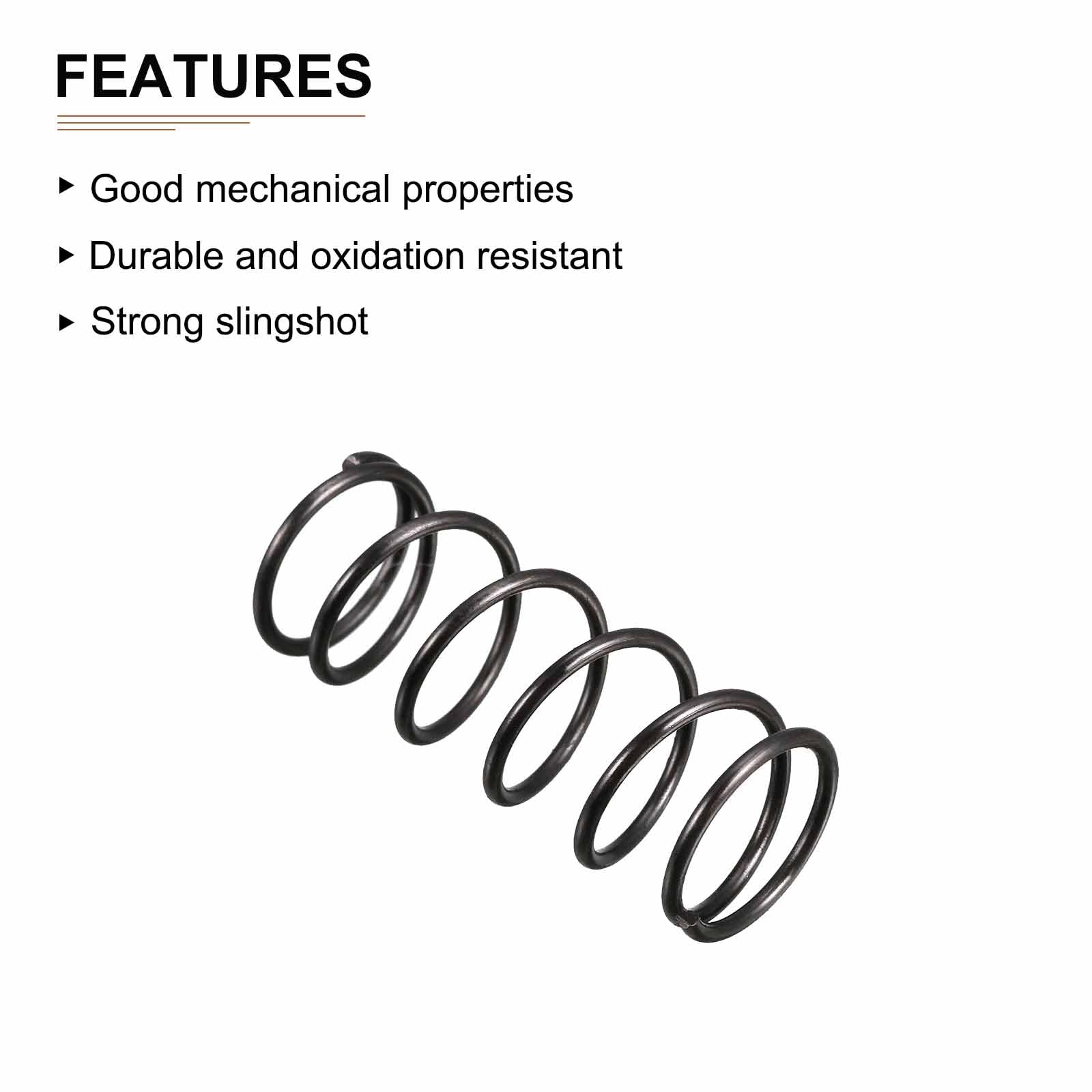 DTGN 1.2x14x35mm(DxODxL) Compression Spring - 10Pack - Good for Machinery - Spring Steel Extension Spring - Black - Image 3