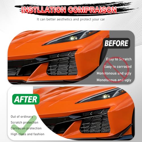 Image of 3PCS Front Radiator Mesh Grille Guard Insert Compatible with for Corvette C8 Z06 2023+ /E-Ray 2024+ Accessories,Honeycomb Aluminum Front Bumper Air Intake Screen Vent Protector (Black)