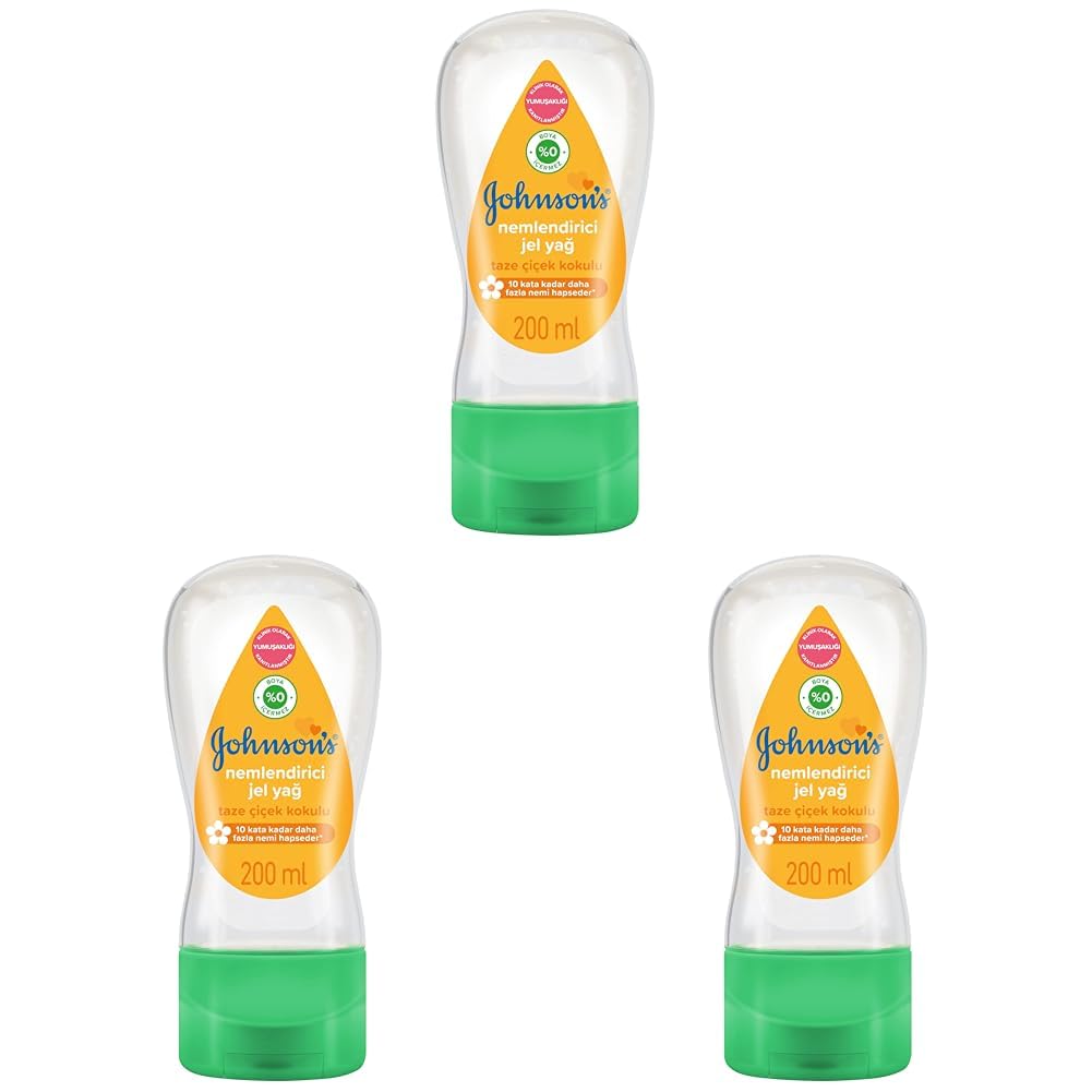 Johnson's Baby Nemlendirici Jel Yağ, Taze Çiçek Kokulu, Dermatolojik Olarak Test Edilmiş Nemlendirici Jel, 200 ml (3 paketi)