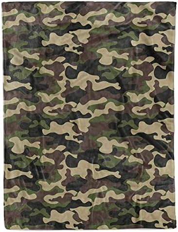 VTH GLOBAL Green Military Camouflage Camo Pattern Birthday Christmas Fleece Sherpa Blanket Bed Throw Tapestry Wall Hanging (Green Military Camo, Fleece - 50x60)