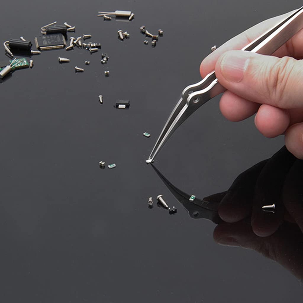 Pinzette in acciaio inossidabile 304 per lavori laboratorio, lavorazione componenti elettronici, lavorazione gioielli, lavorazione componenti precisione, set pinzette per e
