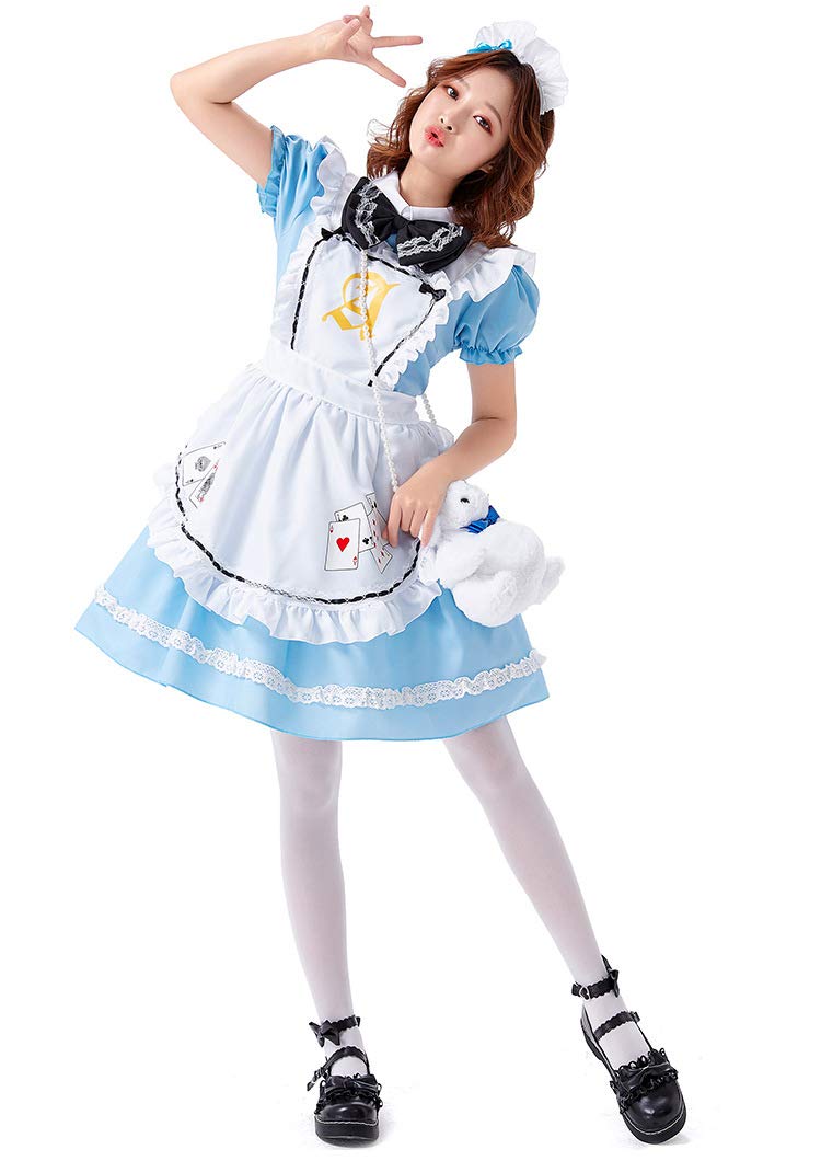 Amazon.co.jp: アリスメイド服 コスプレ 衣装 髪飾り付属 ワンピース