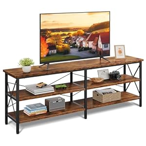 WLIVE TV Stand up to 70 Inch TV, 63″ Entertainment Center, TV Media Console with 3-Tier Storage Shelves for Living Room and Bedroom, Rustic Brown